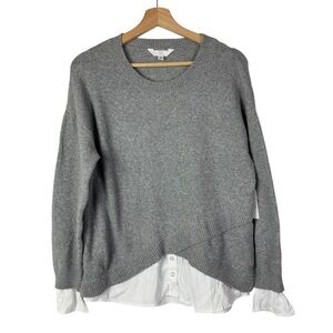Time and Tru Gray & White Two Fer Sweater Long Sleeve Top